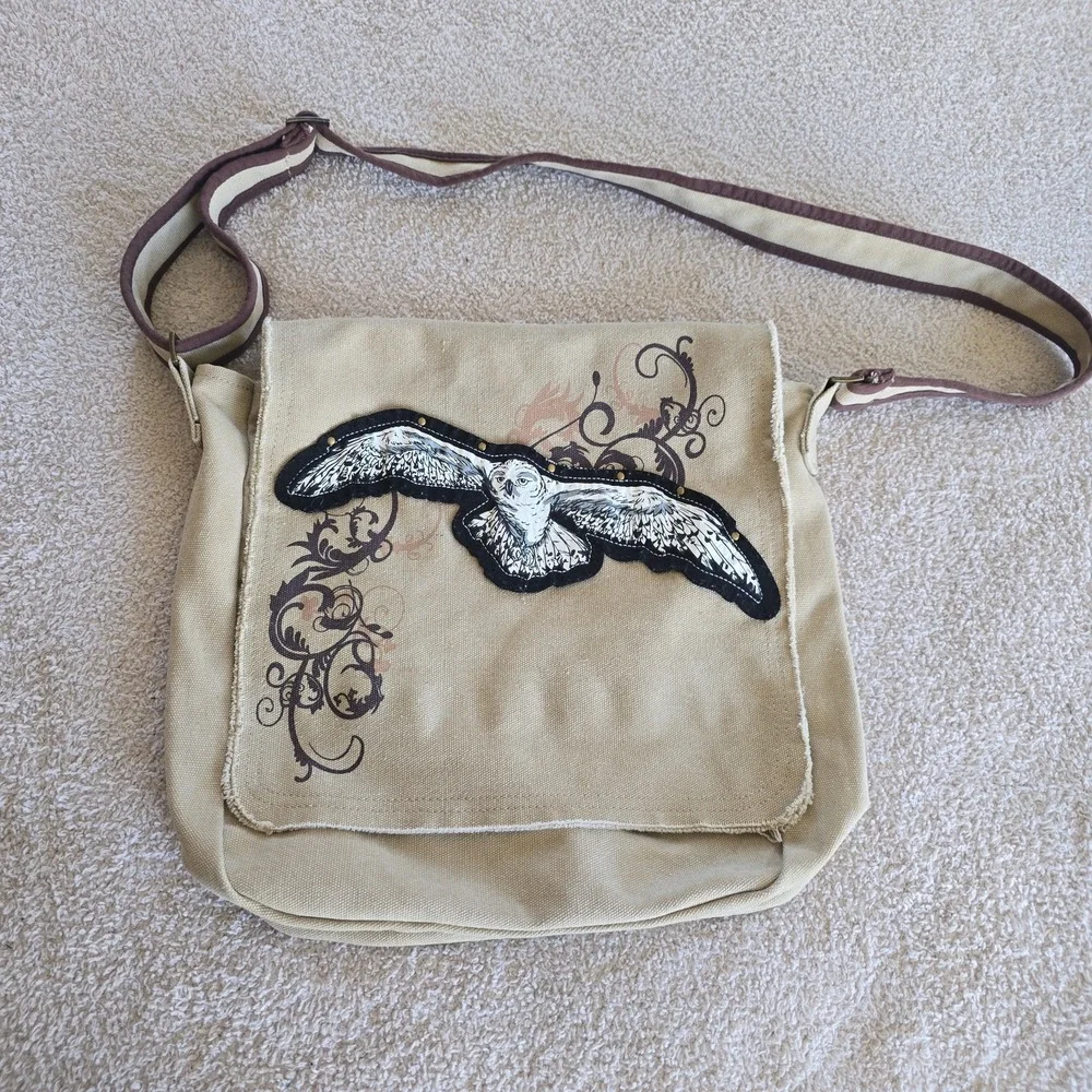 Harry Potter Hedgewig Owl Crossbody Messenger Bag Y2K Vibes Canvas Studded
